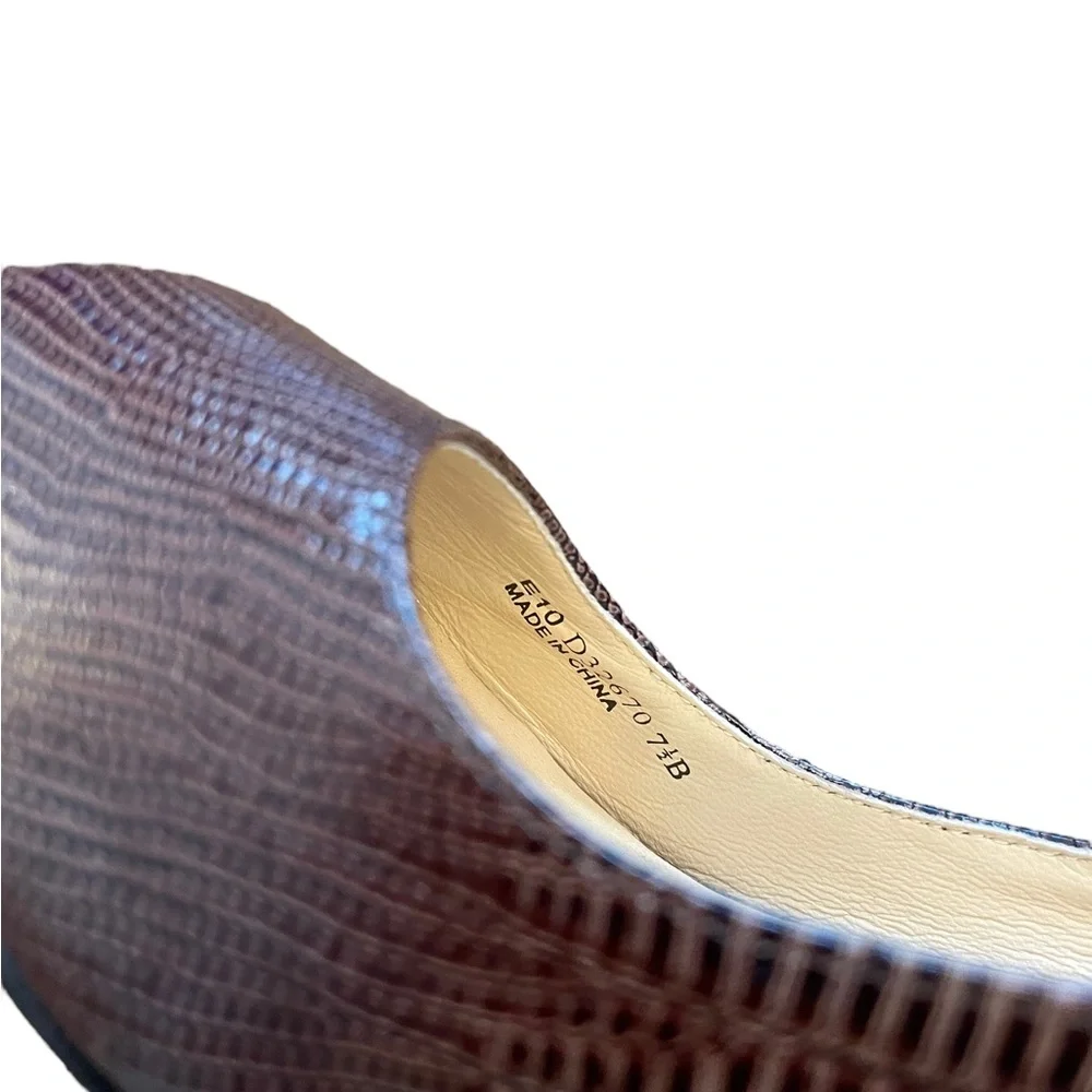 Cole Haan Peep Toe Heel Brown Textured Leather - Picture 5 of 9